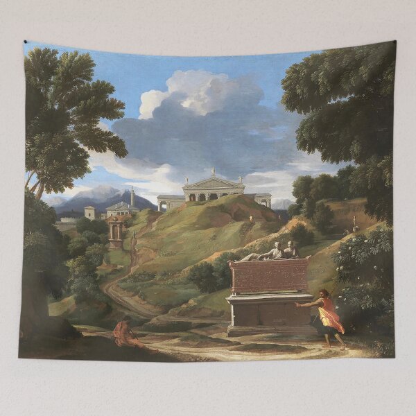 Item preview, Landscape with the ancient tomb and two figures. Nicolas Poussin designed and sold by OldTimeArt.
