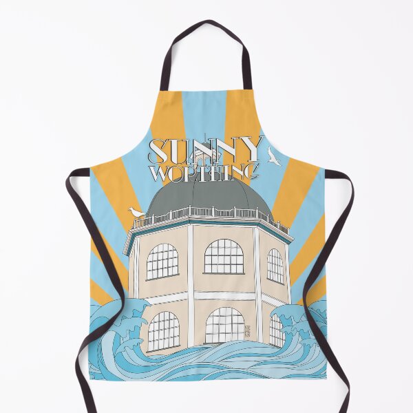 Sunny Worthing, Worthing Dome Cinema, West Sussex. Vintage style architecture illustration and gifts Apron
