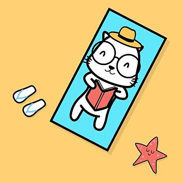 Artwork thumbnail, Summer Bookworm Cat by cartoonbeing