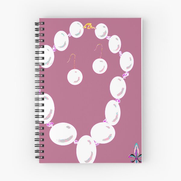 Item preview, Pearls Necklace and Earrings on Mauve with Fleur de lis designed and sold by judy snyder.