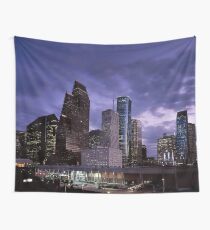 Houston Night Skyline Tapestry