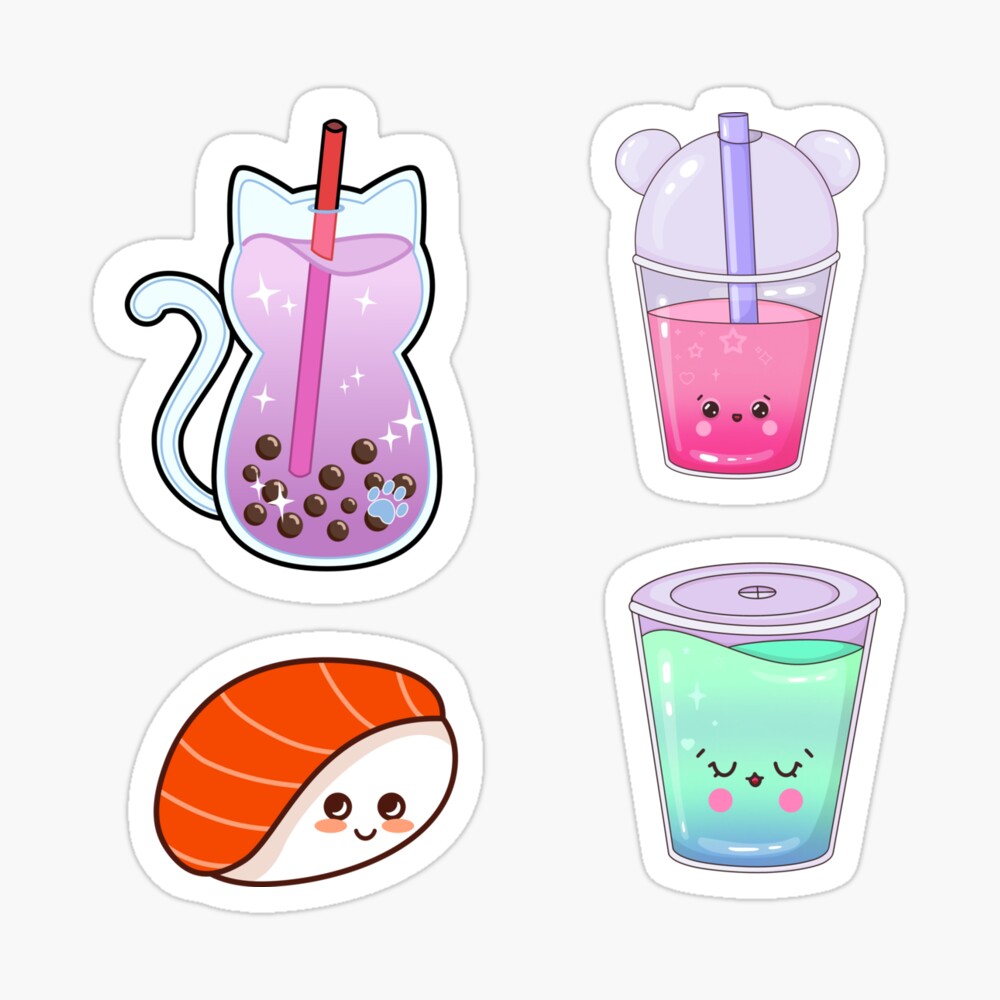 Set kawaii bubble tea with animal faces vector 14392438 Vector Art at  Vecteezy