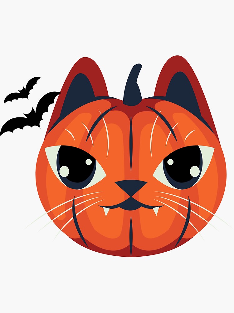 "Halloween Cat Face" Sticker for Sale by Animalian Redbubble