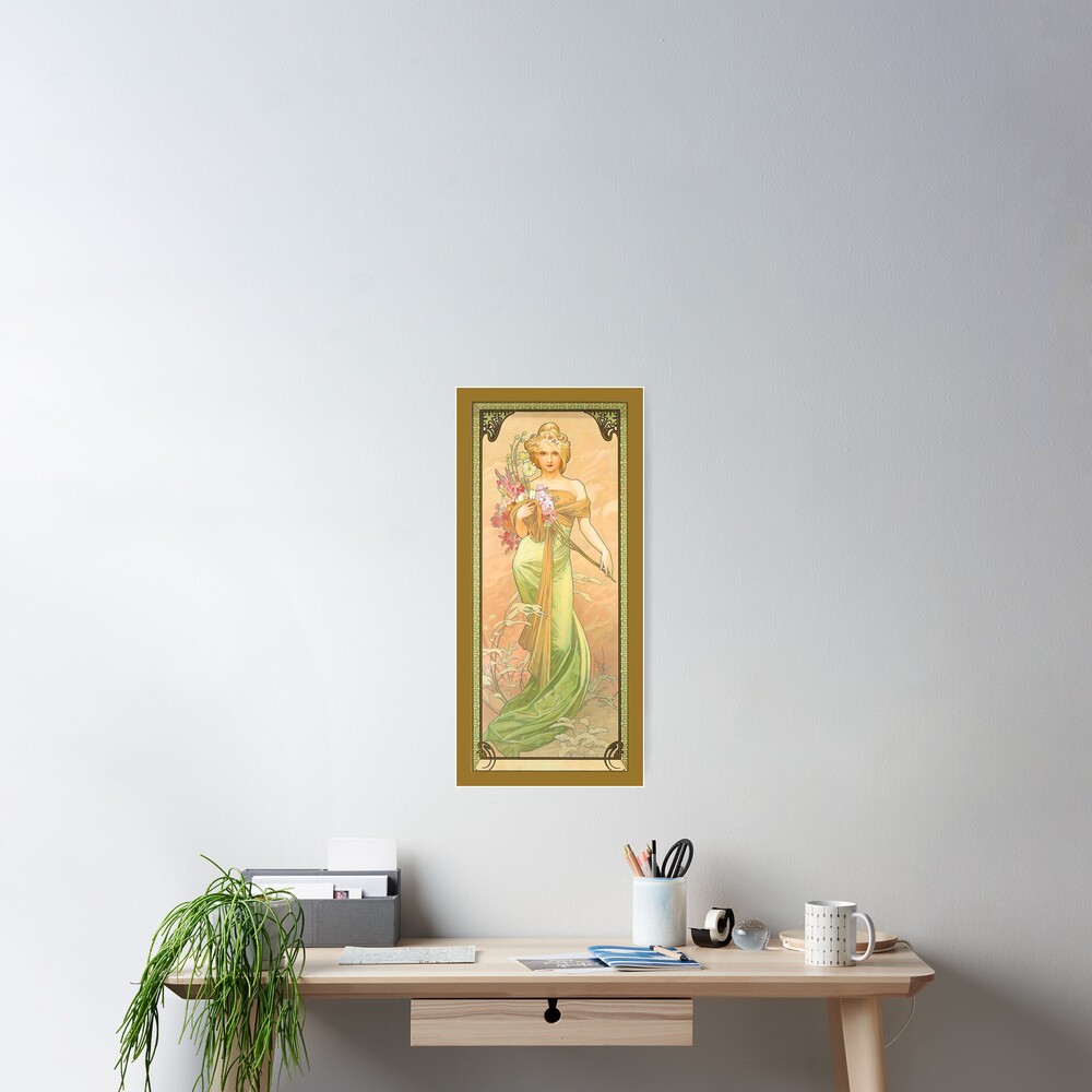 Arazzo Specchio Mucha SPRING - Art Nouveau - Décoration Murale 33 Cm