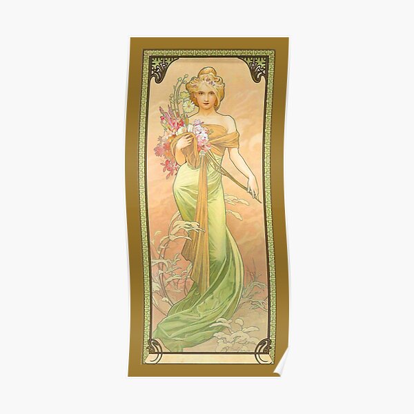 After Alphonse Mucha La Primavera - Art Nouveau mirror