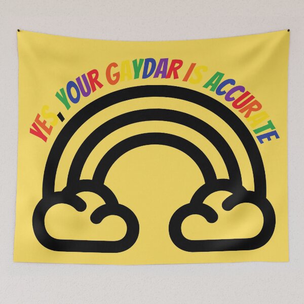 Item preview, Yes Your Gaydar Is Accurate Black And White Rainbow Colorful Letters In Yellow designed and sold by LuckyKermit.