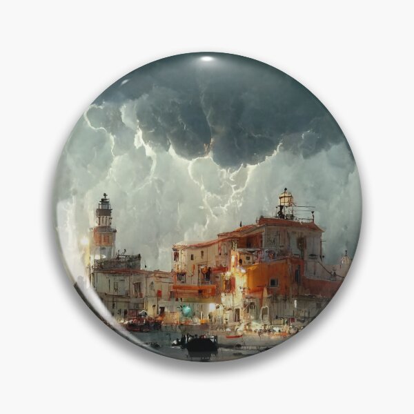 Item preview, Stormclouds over a Coastal City Digital Painting designed and sold by RadicalWombat.