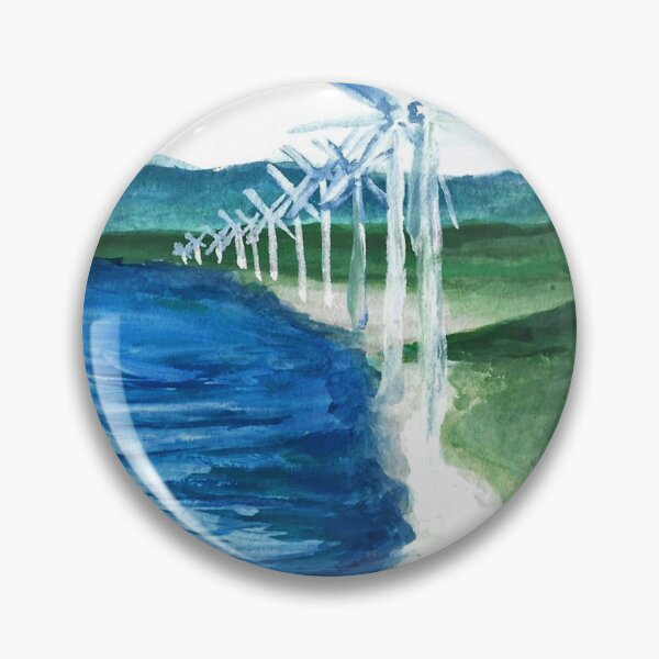 Item preview, Molinos de viento junto al océano - Pintura gouache designed and sold by melsbtw.