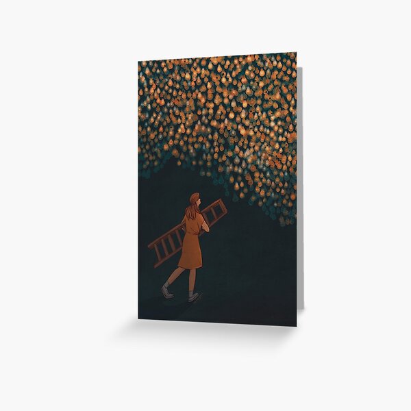 Item preview, Ideas to check | Girl with a ladder and light bulbs  designed and sold by natagarl.