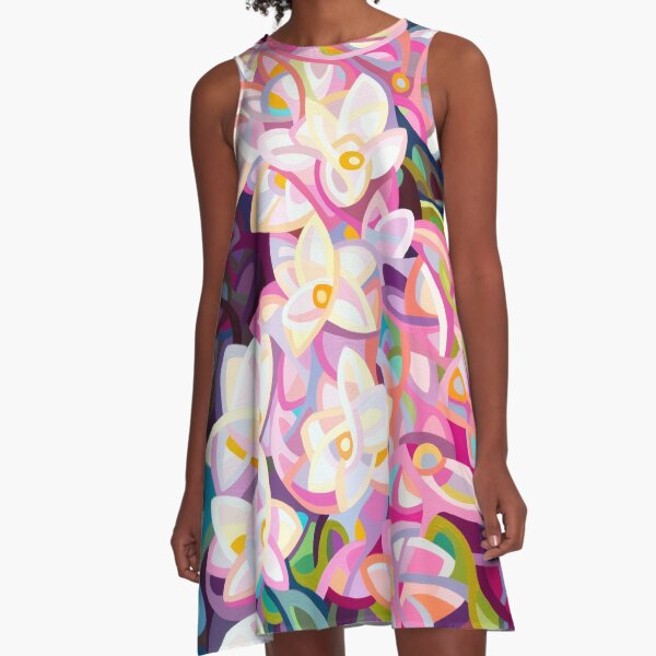 Cascade - Mandy Budan - pink and white flowers A-Line Dress