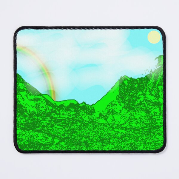 Item preview, Green mountain and rainbow designed and sold by VeganGuitarizm.