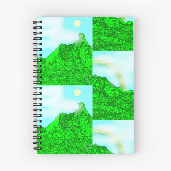Item preview, Green mountain and rainbow  designed and sold by VeganGuitarizm.