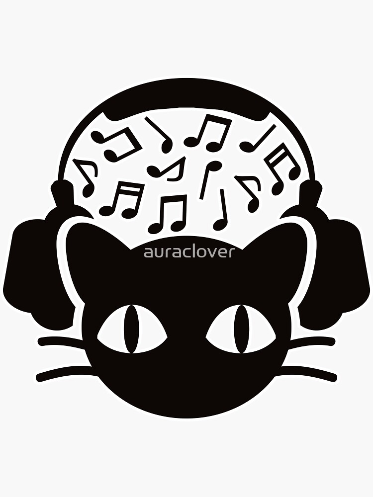"Cat_Headphones" Sticker for Sale by auraclover Redbubble