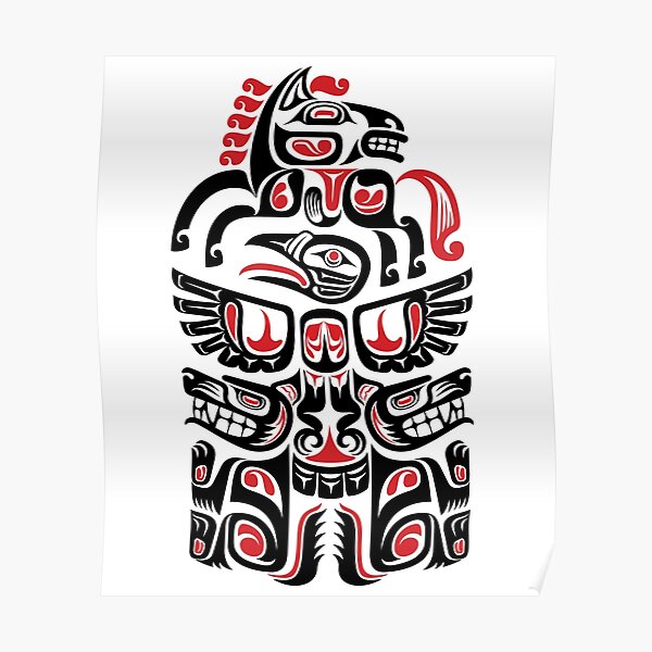 Native American Haida Wolf Horse Bird Art Poster