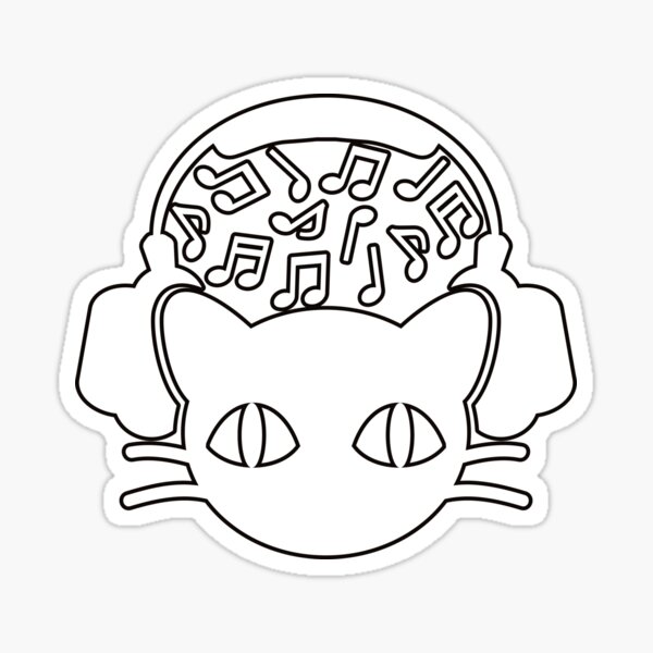 "Cat_Headphones" Sticker for Sale by auraclover Redbubble