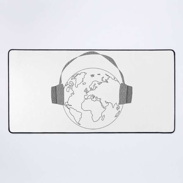 Item preview, Planet earth with headphones designed and sold by VeganGuitarizm.