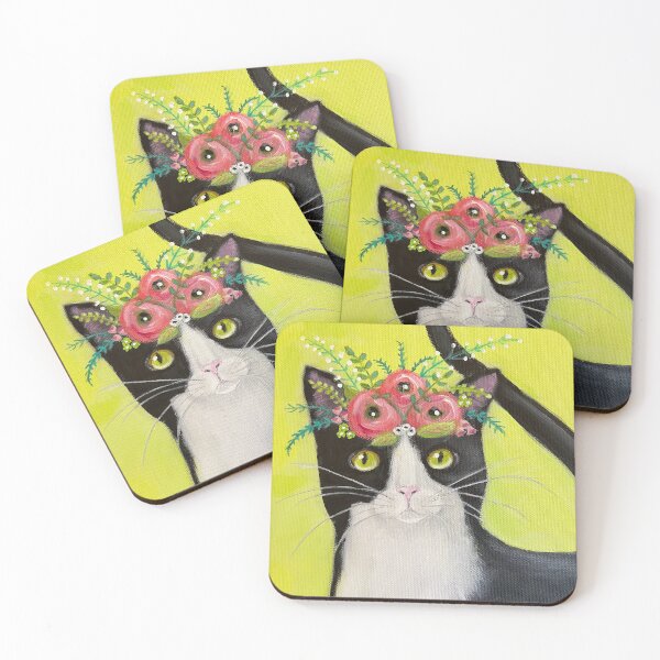 Item preview, A Blooming Clowder: Tuxedo Cat Face designed and sold by Juli Cady Ryan.
