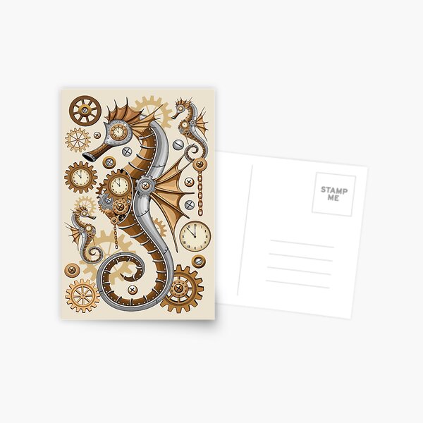 Item preview, Steampunk Seahorse Vintage Surreal Art designed and sold by BluedarkArt.