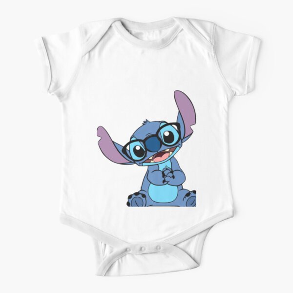 STITCH WEARING GLASSES design Short Sleeve Baby One-Piece