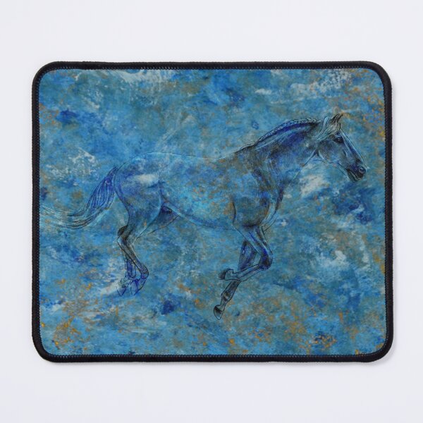 Item preview, Galloping horse 3 - gold blue marbled background designed and sold by SylvieG18.
