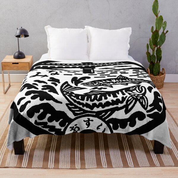 Item preview, Fish in near bridge in Japan depicted on manhole - black designed and sold by mattraski.