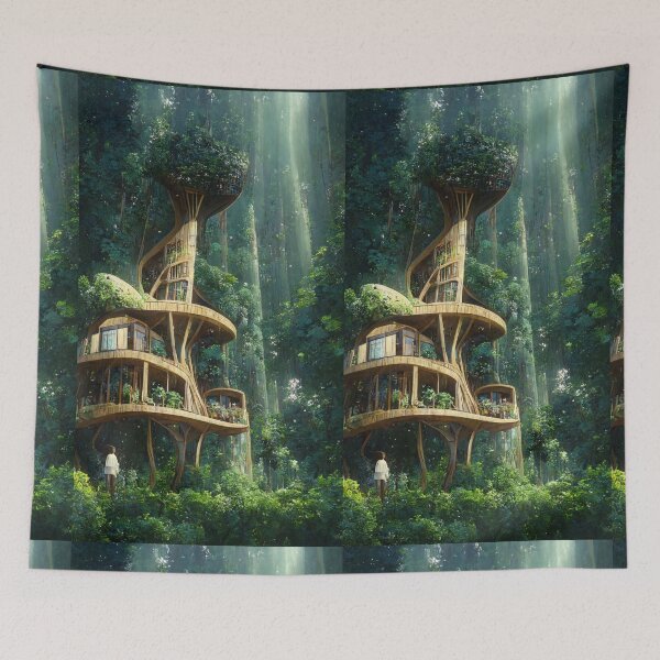 Item preview, Tree house art work designed and sold by DetailedBubble.