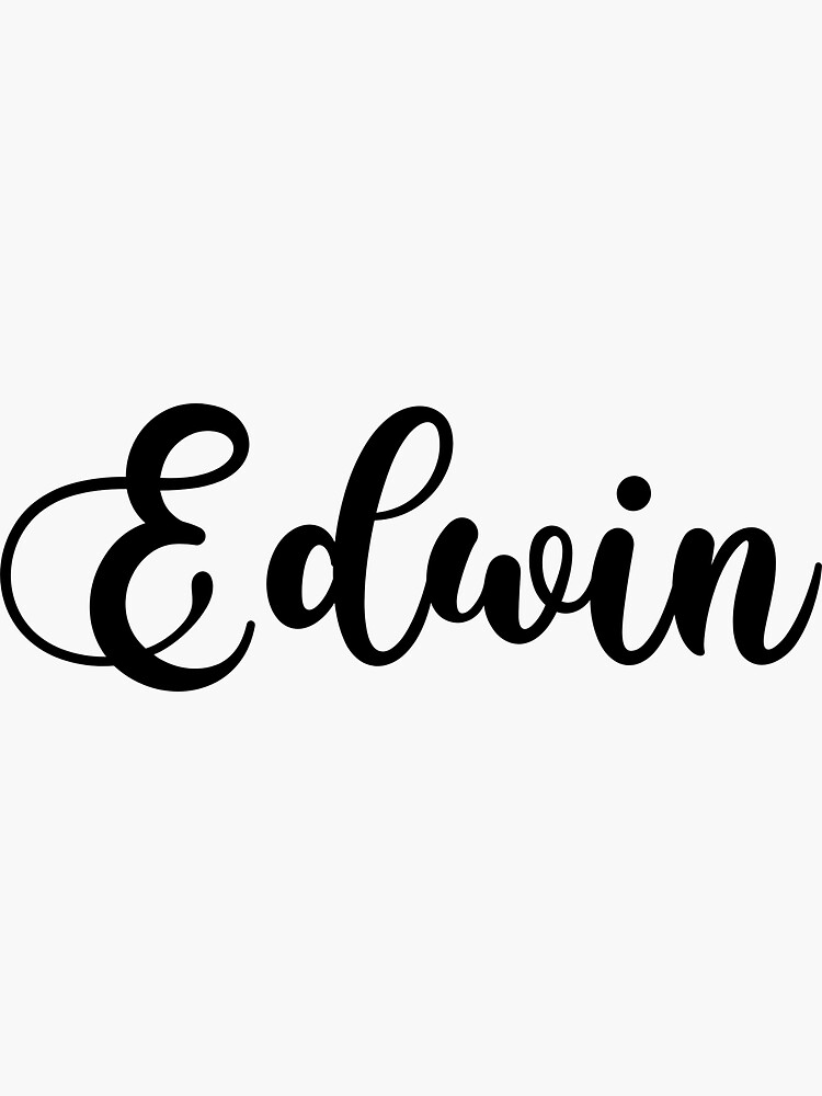 Edwin -Male Name Cursive Calligraphy On White Background, 59% OFF