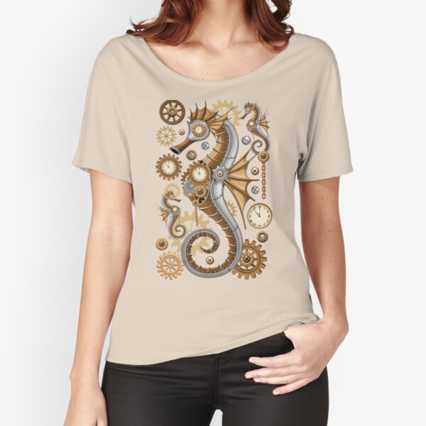 Steampunk Seahorse Vintage Surreal Art Relaxed Fit T-Shirt