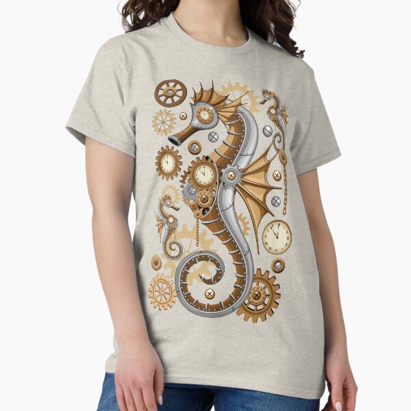 Item preview, Steampunk Seahorse Vintage Surreal Art designed and sold by BluedarkArt.