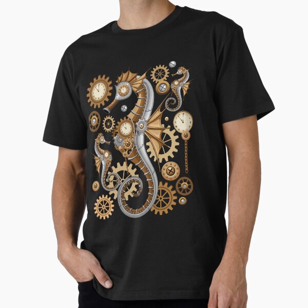 Steampunk Seahorse Vintage Surreal Art Premium T-Shirt