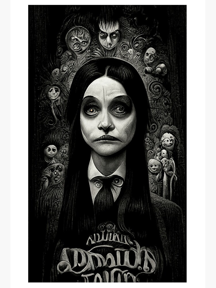 Addams Family Tim Burton Style Art Board Print