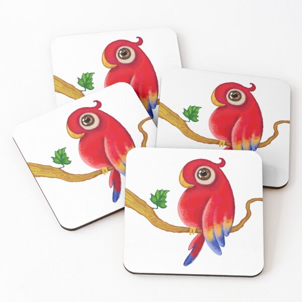 Item preview, cute red macaw parrot - traditional pastel drawing designed and sold by Shalashh.