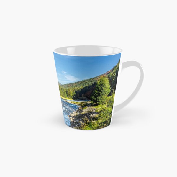 Mountain river among conifer forest Tall Mug