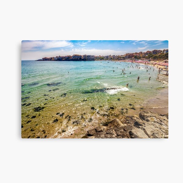 people at the sea beach of Sozopol Metal Print