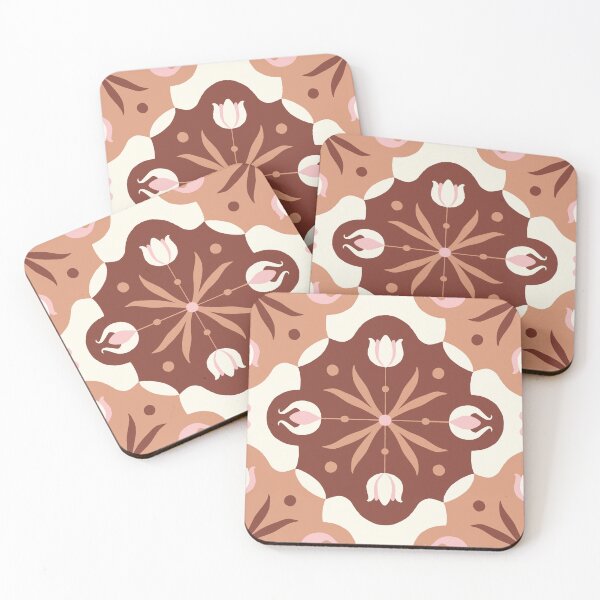 Item preview, 70's style Terracotta flowers seamless pattern tile designed and sold by tikhomirova-art.