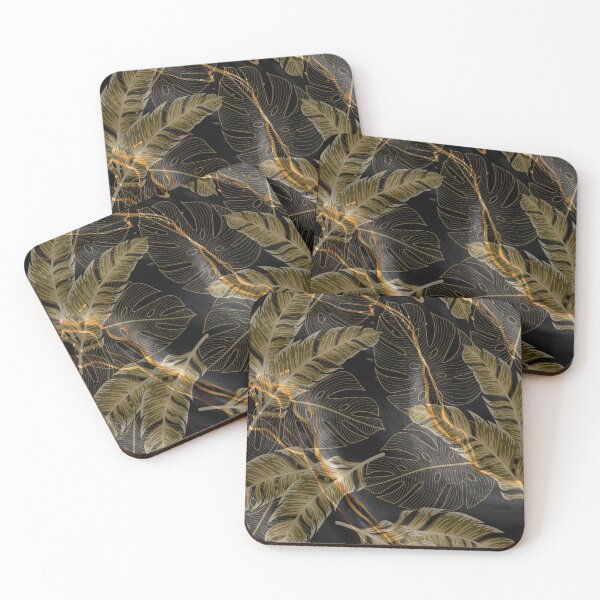 Item preview, dark gold luxury leaf pattern designed and sold by Beeroclock.