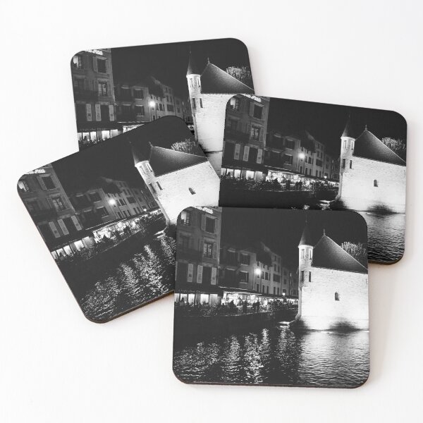 Item preview, Annecy Canal at Night in Black and White designed and sold by CarolinaReina.