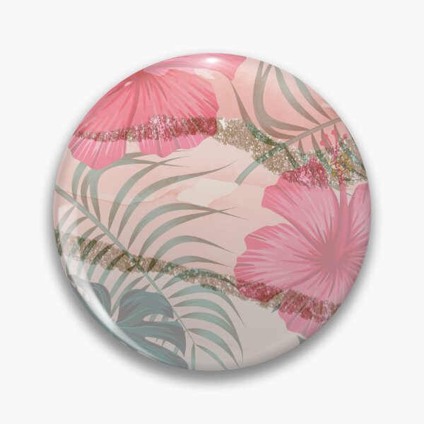 Item preview, pretty pink tropical flower leaf pattern designed and sold by Beeroclock.