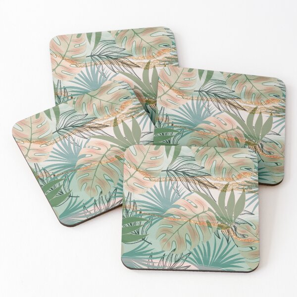 Item preview, green tropical flower leaf pattern designed and sold by Beeroclock.