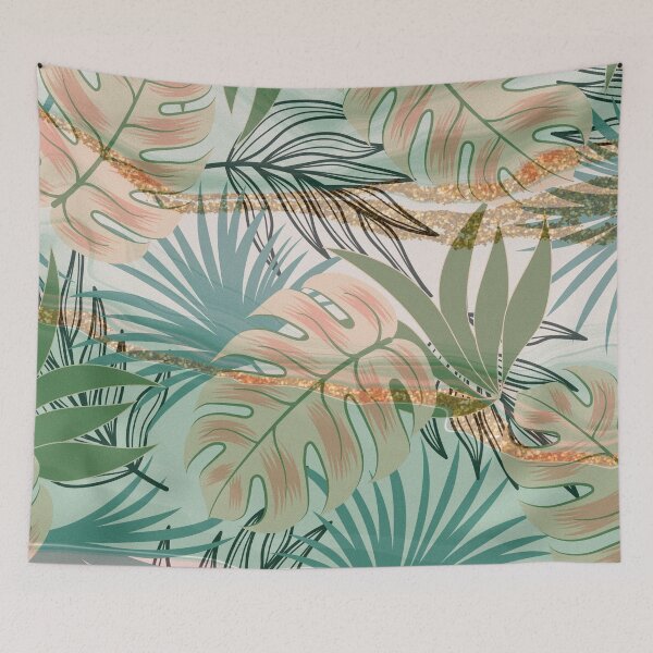 Item preview, green tropical flower leaf pattern designed and sold by Beeroclock.