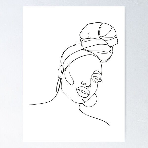 Item preview, African Woman Line Art Drawing designed and sold by Ireneart369.