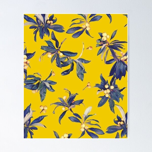 Item preview, blue flowers with yellow backround designed and sold by softivart.