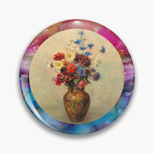 Artikelvorschau, Flowers in a vase Odilon Redon with an alcohol ink border frame entworfen und verkauft von Jessica Goulty.