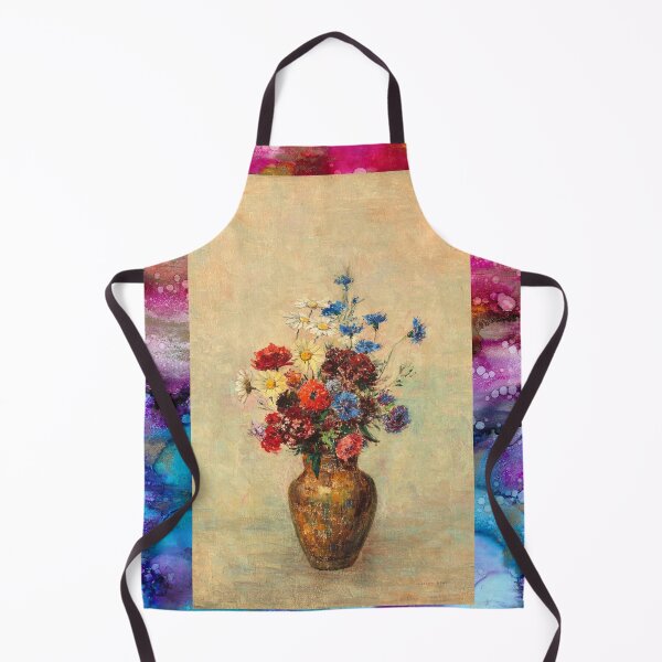 Aperçu de l'œuvre Flowers in a vase Odilon Redon with an alcohol ink border frame créée et vendue par Jessica Goulty.