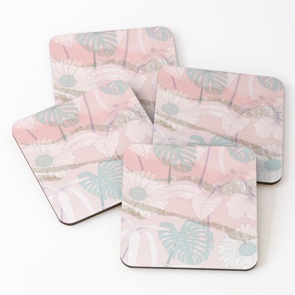 Item preview, pastel pink watercolor flower leaf pattern designed and sold by Beeroclock.