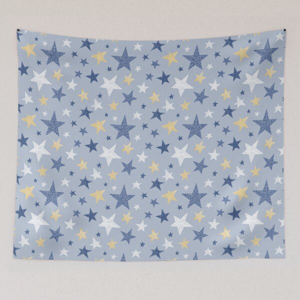 Item preview, Blue And Yellow Stars Scribble Doodle Pattern designed and sold by OhMyStarling.