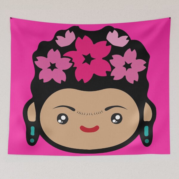 Item preview, Adorable Frida Kahlo Mexican female artist cute kawaii portrait aesthetic hot pink decoration designed and sold by T-Mex.