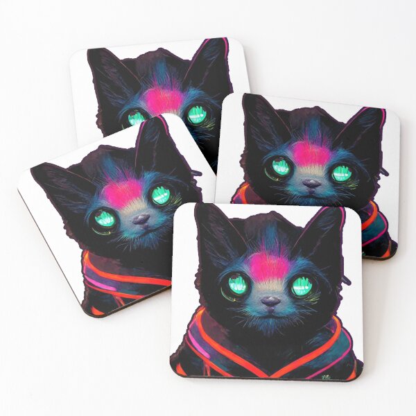 Item preview, GALAXY  CAT COLORFUL PAINTING designed and sold by Purple Eggplant Art ⭐⭐⭐⭐.