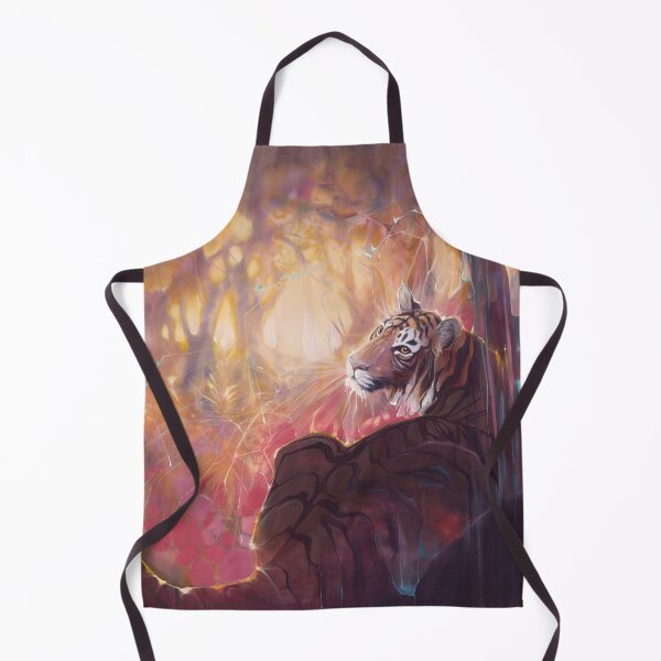 Item preview, Spellbound Tigress is an oil painting of a semi abstract tiger hiding in a forest. designed and sold by Gill Bustamante.