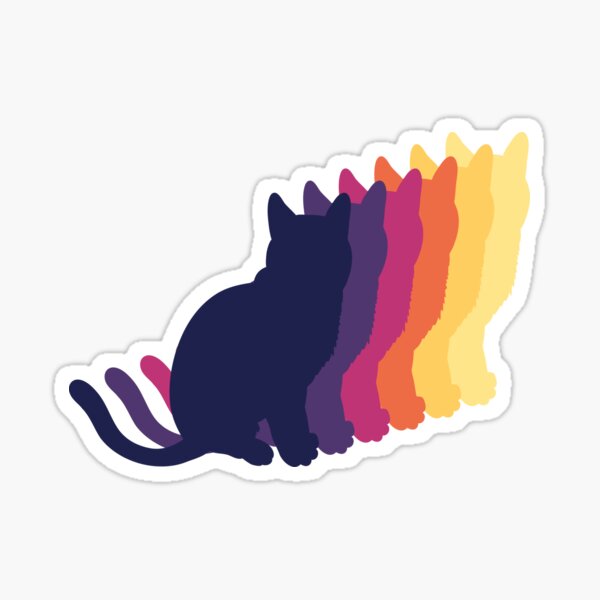Stacked Sunset Colored Cats - Dark to Light Sticker